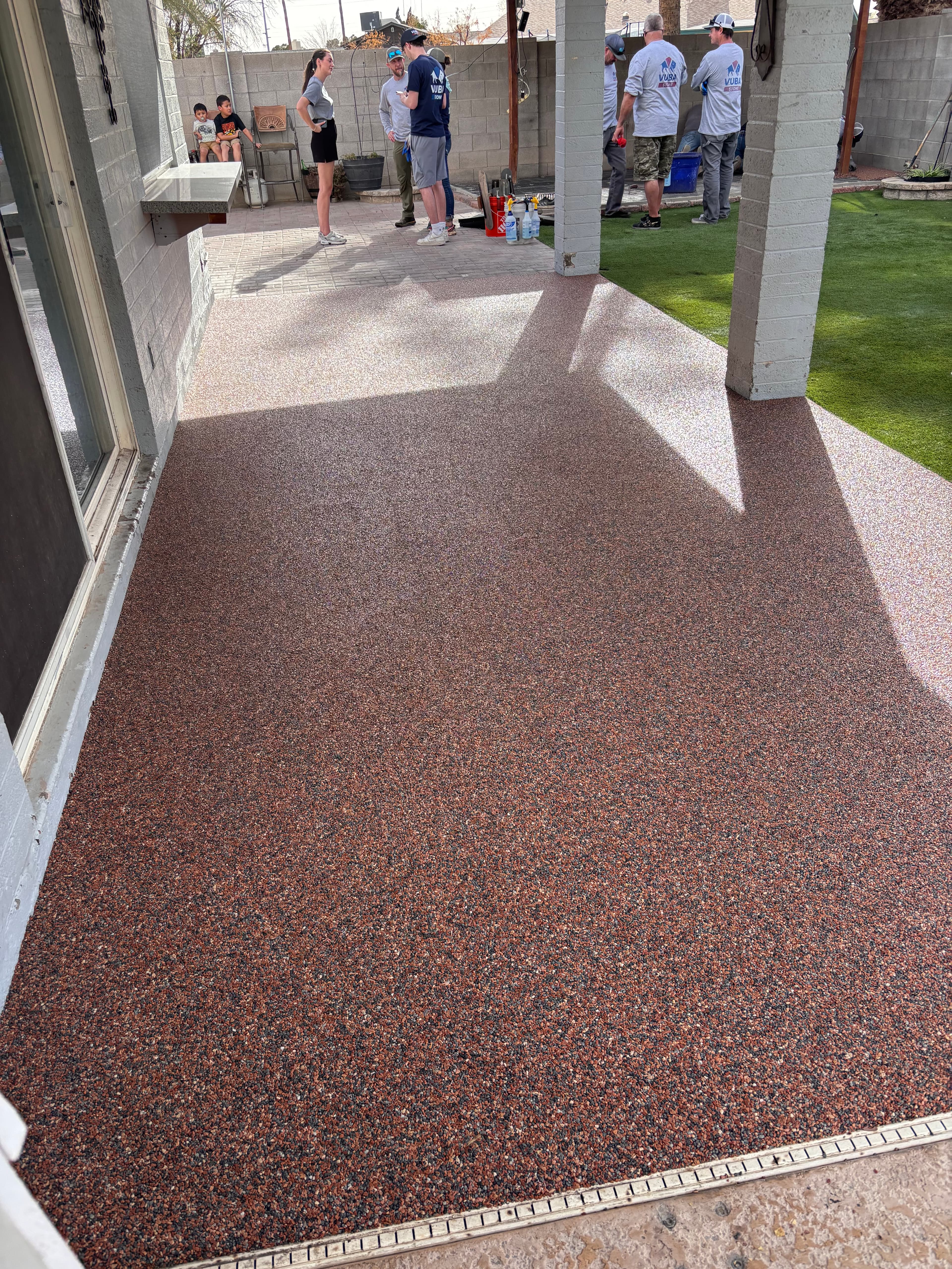Back patio resin-bound surface around outdoor gathering area