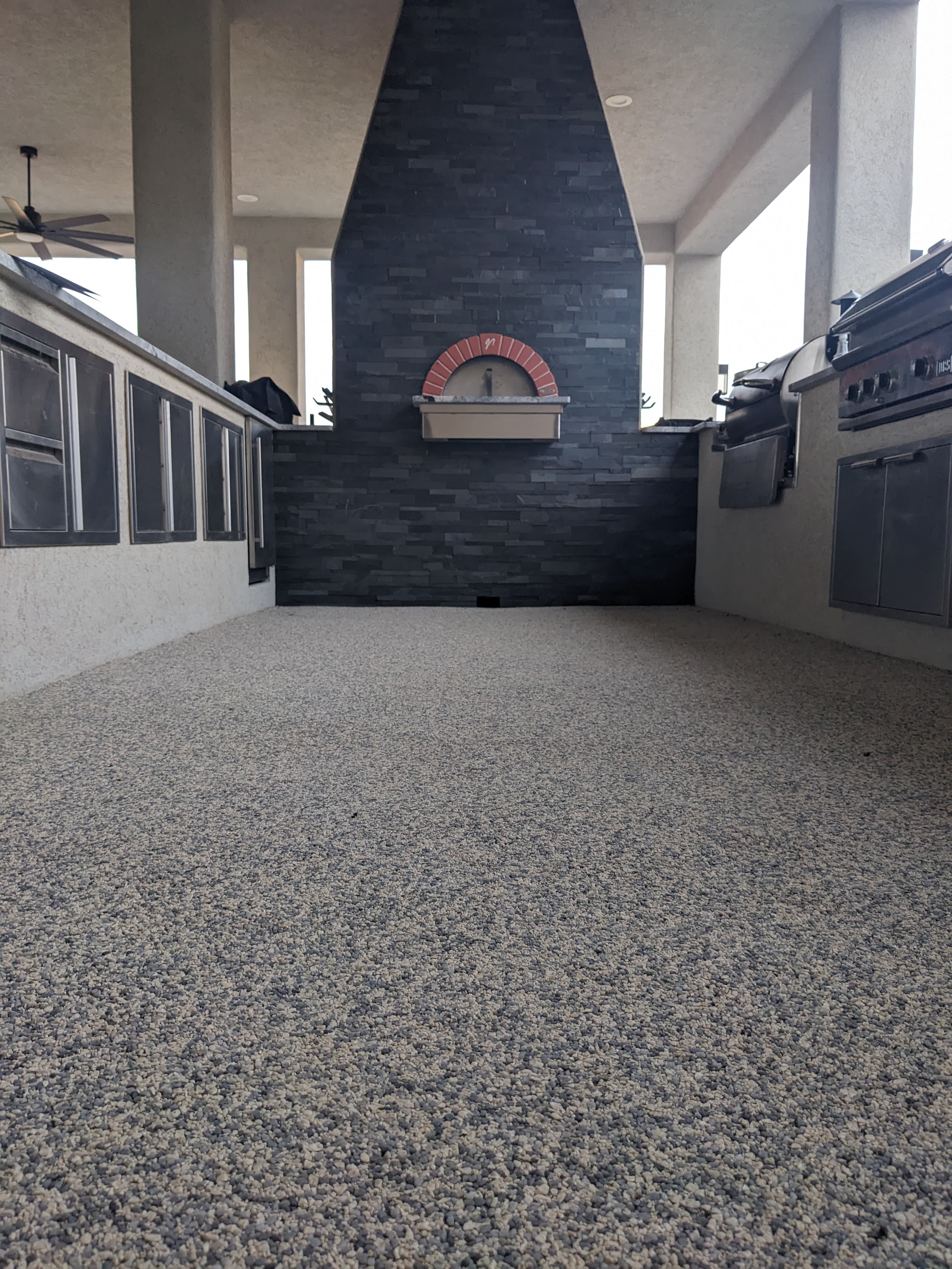 Architectural resin-bound walkway with fine stone aggregate